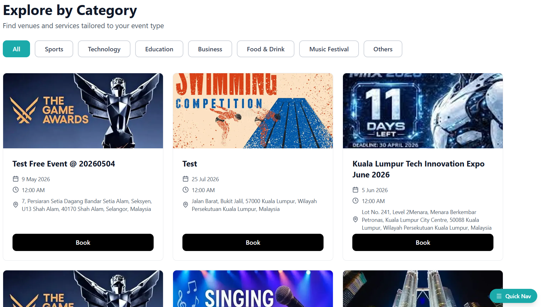 Event discovery and categories in TicketKu